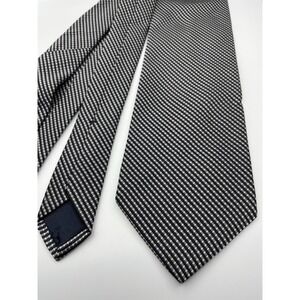 Brooks Brothers 346 Mens Silk Tie Black Grey White Diagonal Stripe Woven Italy